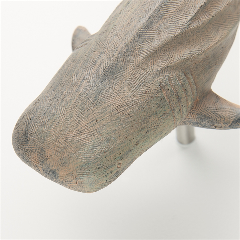 Maklaine Coastal Small Gray Finish Resin Whale Shark sculpture