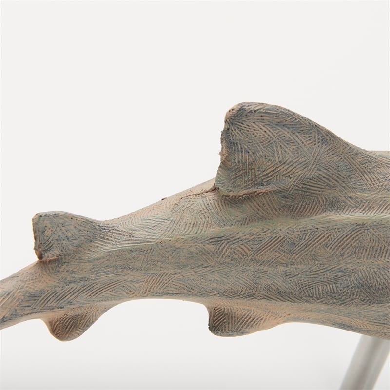 Maklaine Coastal Small Gray Finish Resin Whale Shark sculpture