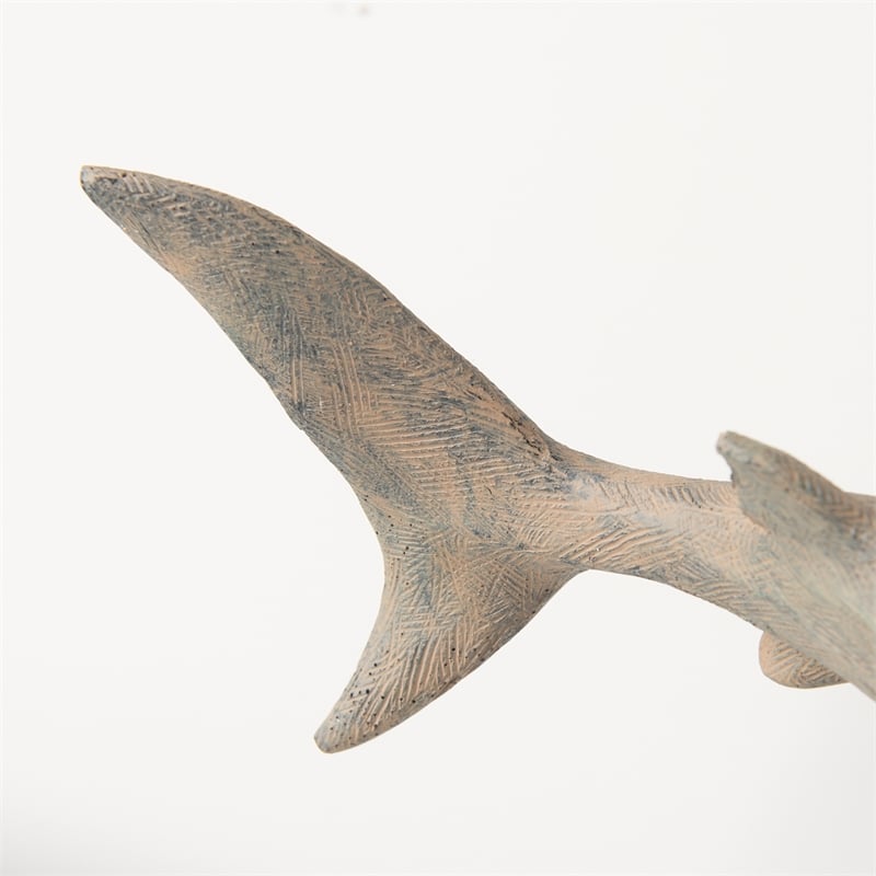 Maklaine Coastal Small Gray Finish Resin Whale Shark sculpture