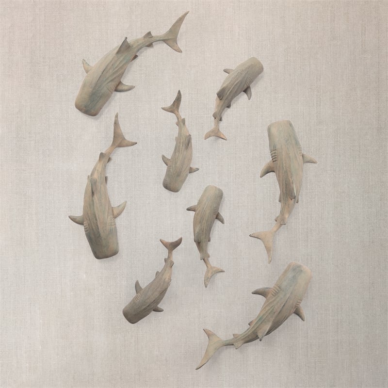 Maklaine Coastal Small Gray Finish Resin Whale Shark sculpture