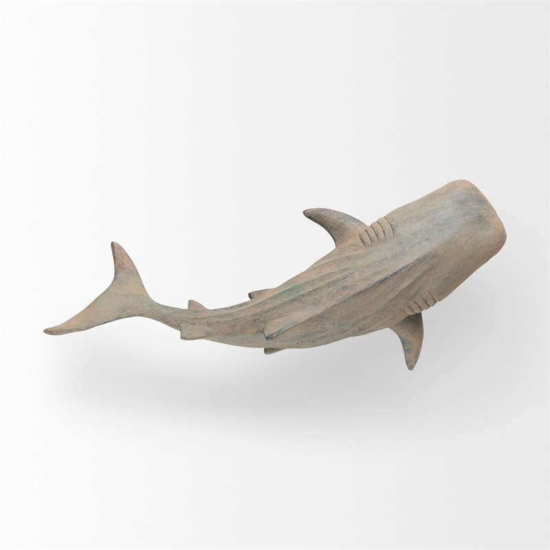 Maklaine Resin Gray Wall-Mounted Whale Shark Sculpture Rectangular 19.9