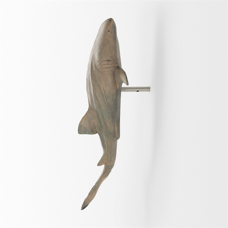 Maklaine Resin Gray Wall-Mounted Whale Shark Sculpture Rectangular 19.9
