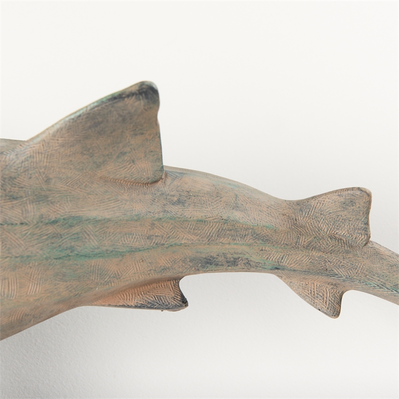 Maklaine Resin Gray Wall-Mounted Whale Shark Sculpture Rectangular 19.9