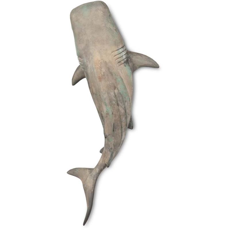 Maklaine Resin Gray Wall-Mounted Whale Shark Sculpture Rectangular 19.9