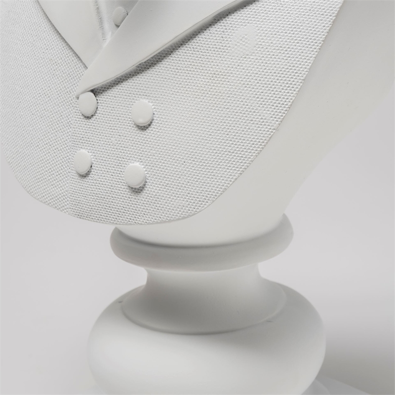 Maklaine Contemporary White Resin Fox Bust Finished in a White Suit