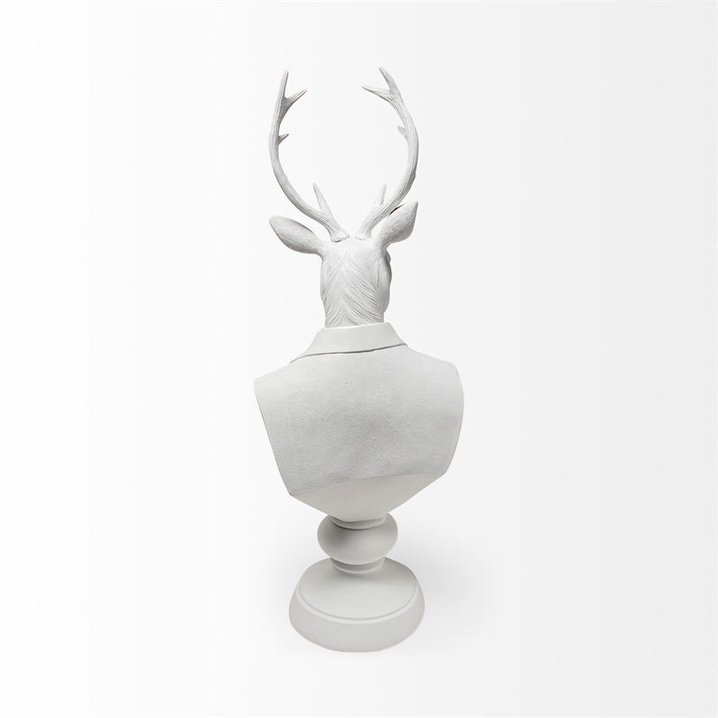 Maklaine Contemporary White Resin Decorative Deer Bust in a White Suit