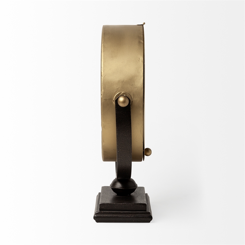 Maklaine Traditional Metal Half-Moon Base Table Clock in Gold