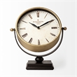 Maklaine Traditional Metal Half-Moon Base Table Clock in Gold