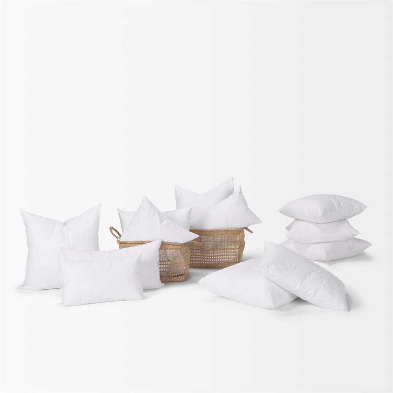 Maklaine Contemporary 21 x 13 Non-Allergen White Fabric Pillow insert
