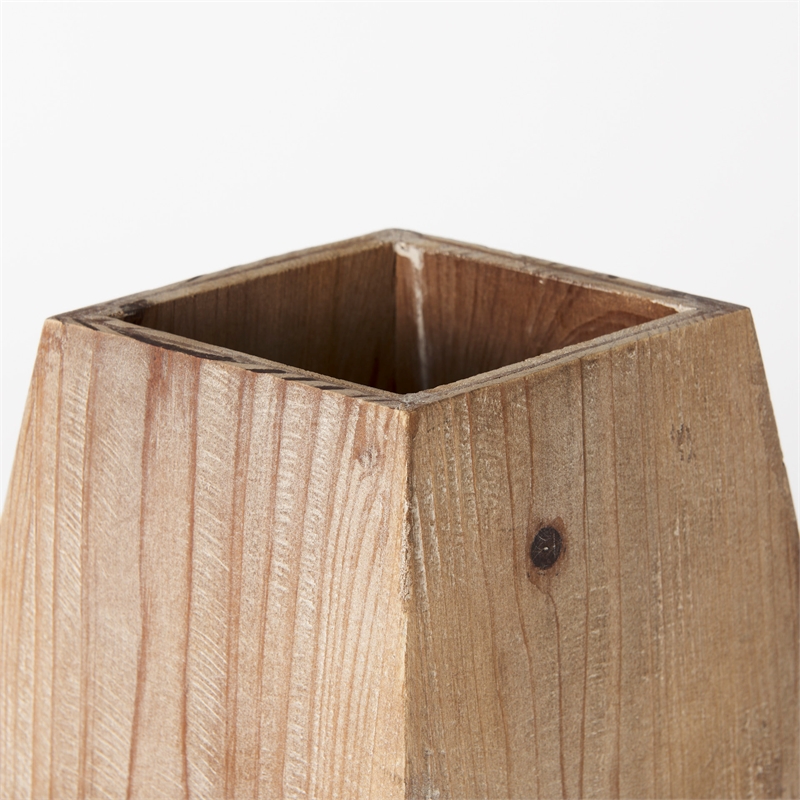 Maklaine Modern Farmhouse Tall Natural Wooden Base Oval Vase