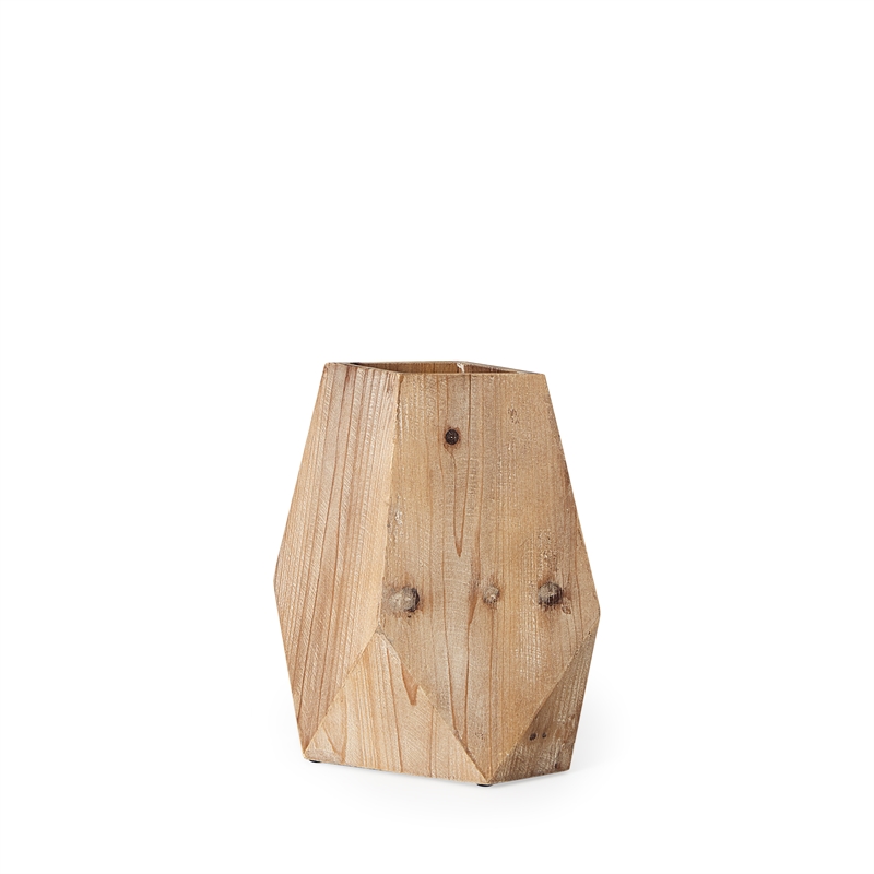 Maklaine Modern Farmhouse Tall Natural Wooden Base Oval Vase