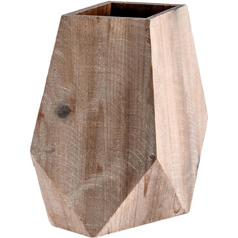 Maklaine Modern Farmhouse Tall Natural Wooden Base Oval Vase