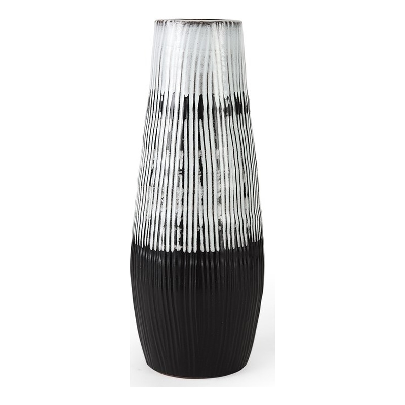 Maklaine Contemporary Tall Dark Brown/White Decorative Ceramic Vase