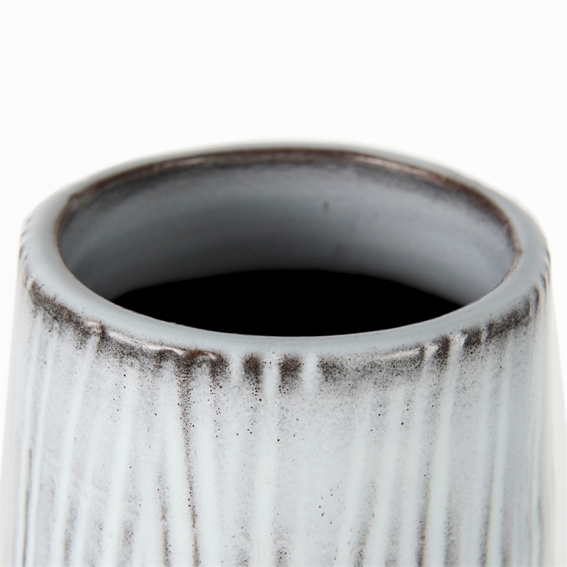 Maklaine Contemporary Tall Dark Brown/White Decorative Ceramic Vase