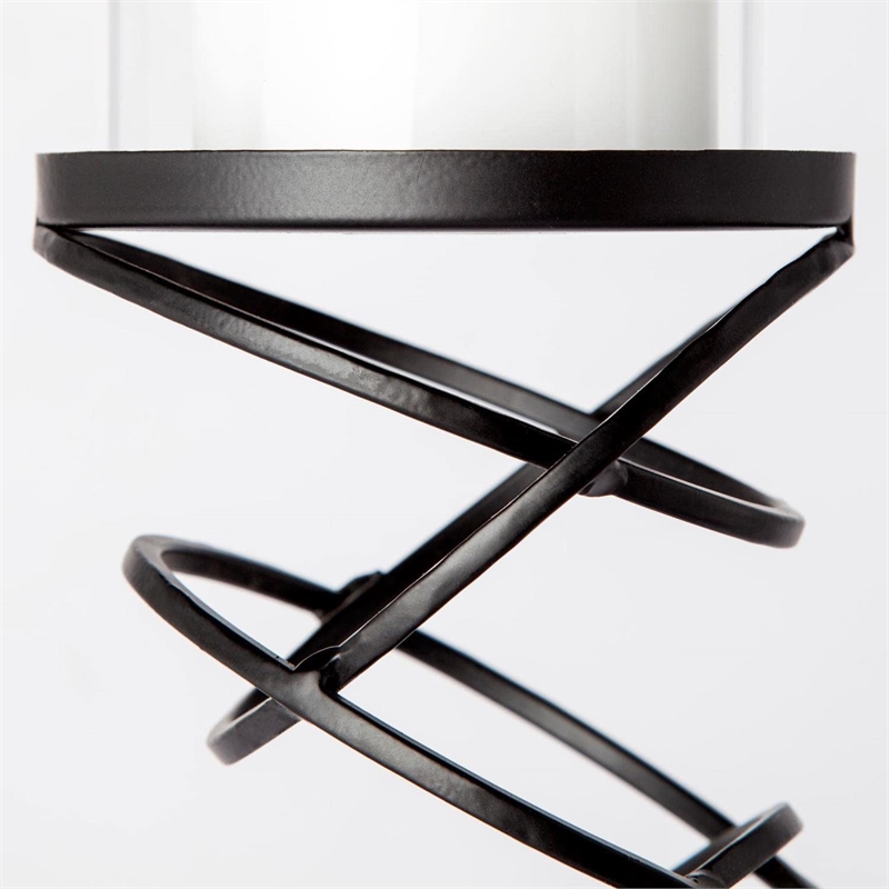 Maklaine Farmhouse Small Black Metal Stacked Ring Table Candle Holder