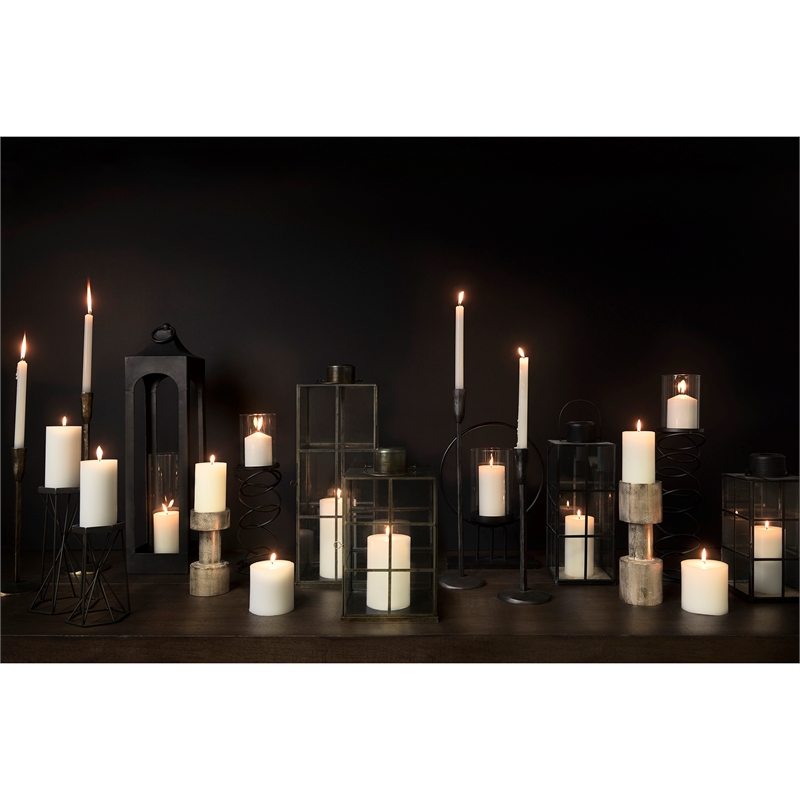 Maklaine Contemporary Large Antiqued Silver Metal Hexagonal Table Candle Holder