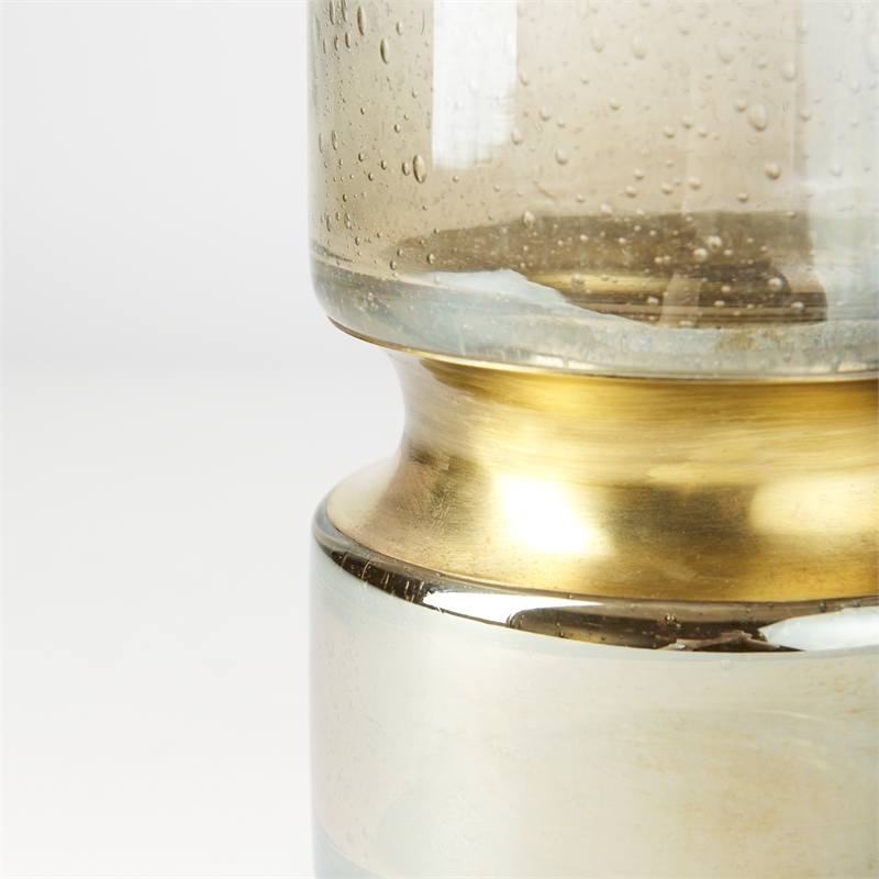 Maklaine Modern / Contemporary Small Brushed Gold Metal Glass Vase