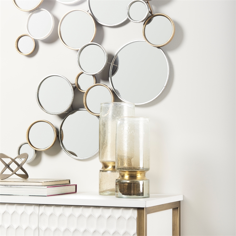 Maklaine Modern / Contemporary Small Brushed Gold Metal Glass Vase