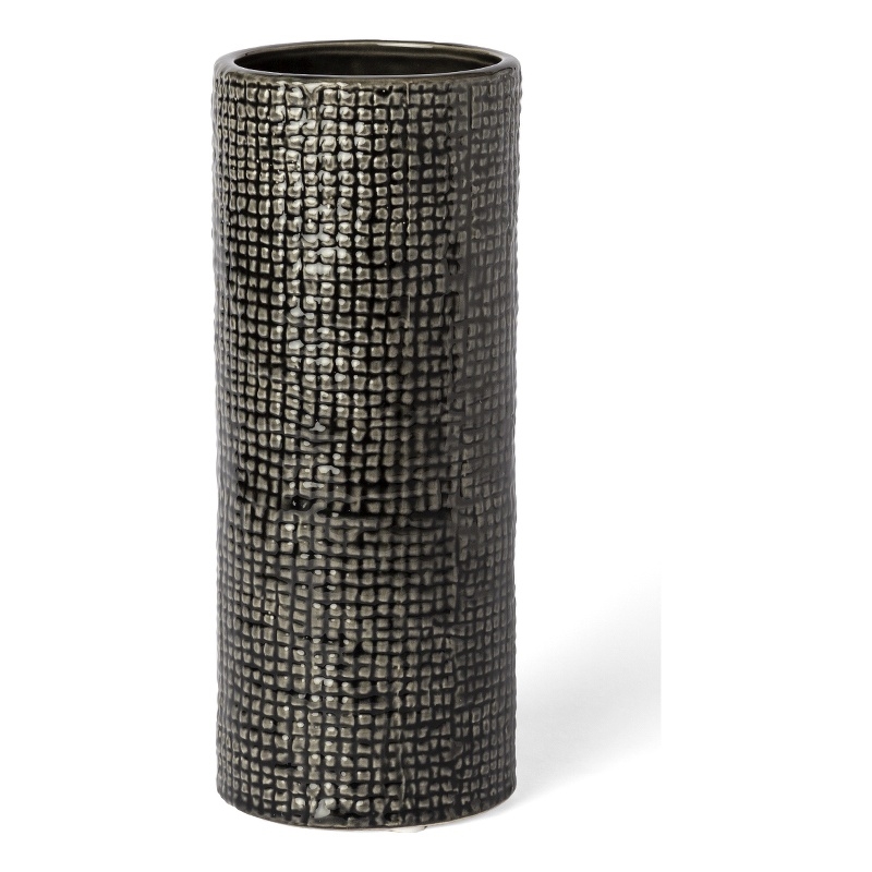 Maklaine Modern / Contemporary Medium Black with Gold Ceramic Vase