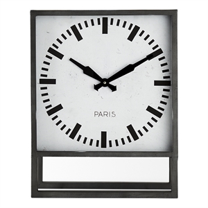 Maklaine Traditional Gray Metal Square Industrial Table Clock