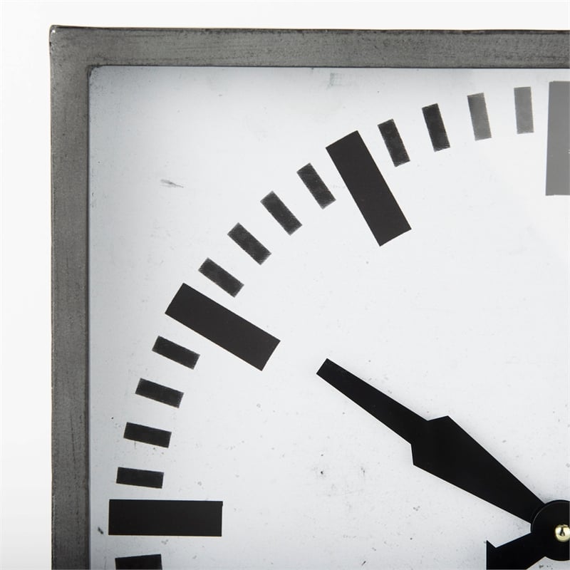 Maklaine Traditional Gray Metal Square Industrial Table Clock