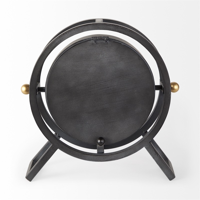 Maklaine Traditional Metal Circular Table Clock in Gray Finish