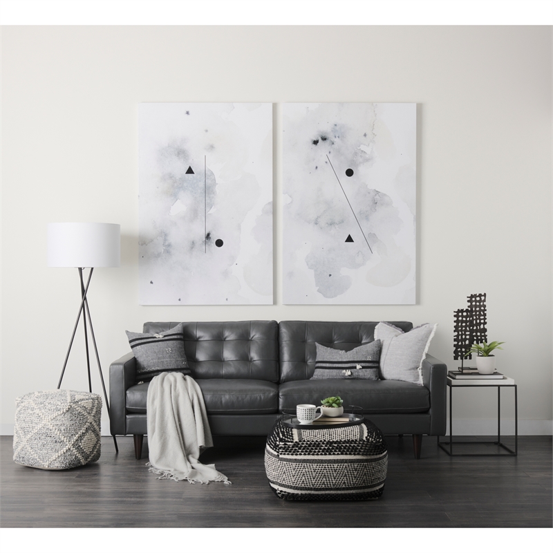 Maklaine Contemporary Square Top White Marble and Black Metal End/Side Table