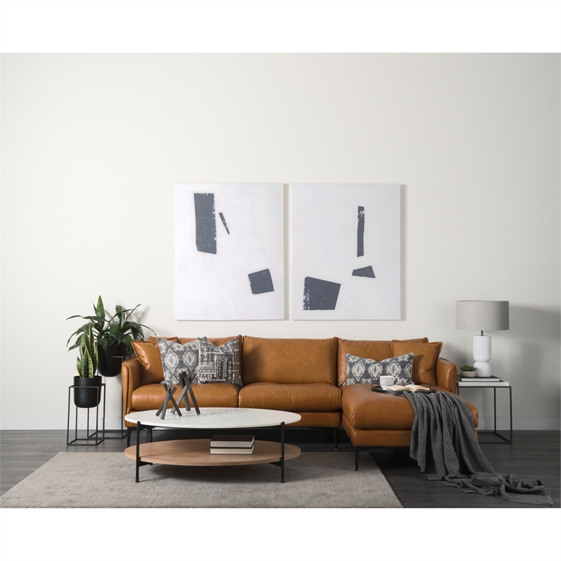 Maklaine Contemporary Square Top White Marble and Black Metal End/Side Table