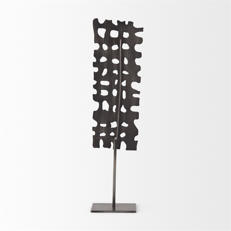 Maklaine Contemporary (Large) 5L x 3W Gray Metal Rectangular Decorative Object