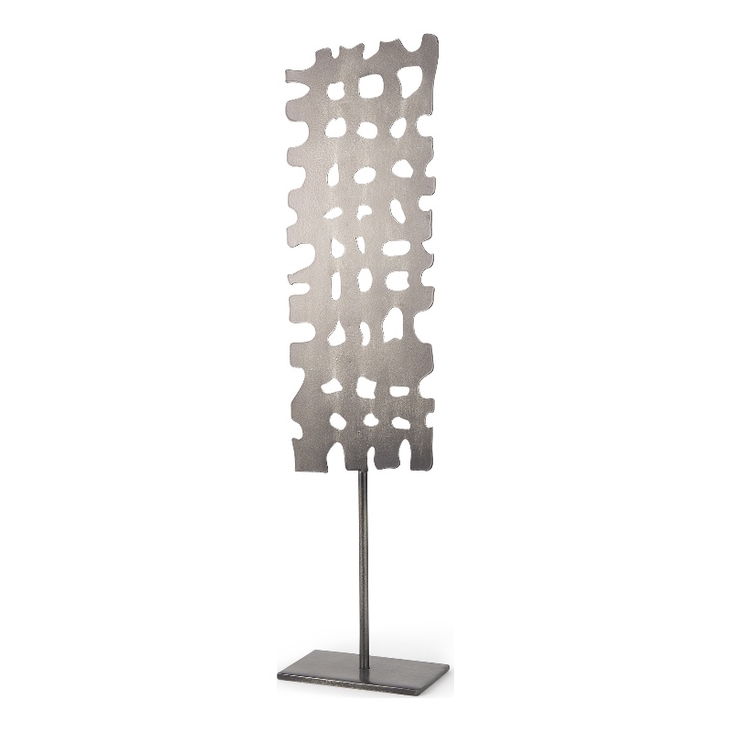 Maklaine Contemporary (Large) 5L x 3W Gray Metal Rectangular Decorative Object