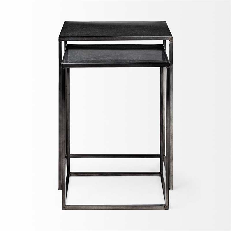 Maklaine (Set of 2) 17.7L x 12.6W x 24.4H Galvanized Gray Metal Accent Tables