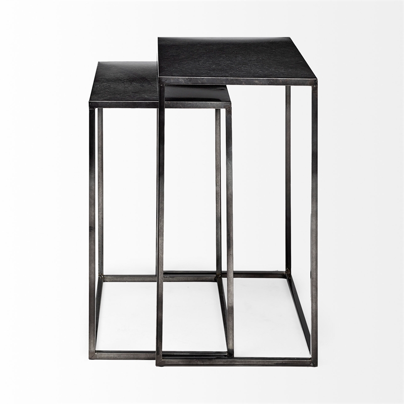 Maklaine (Set of 2) 17.7L x 12.6W x 24.4H Galvanized Gray Metal Accent Tables