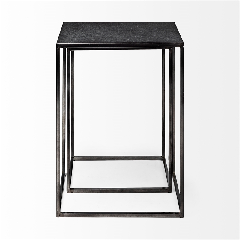 Maklaine (Set of 2) 17.7L x 12.6W x 24.4H Galvanized Gray Metal Accent Tables