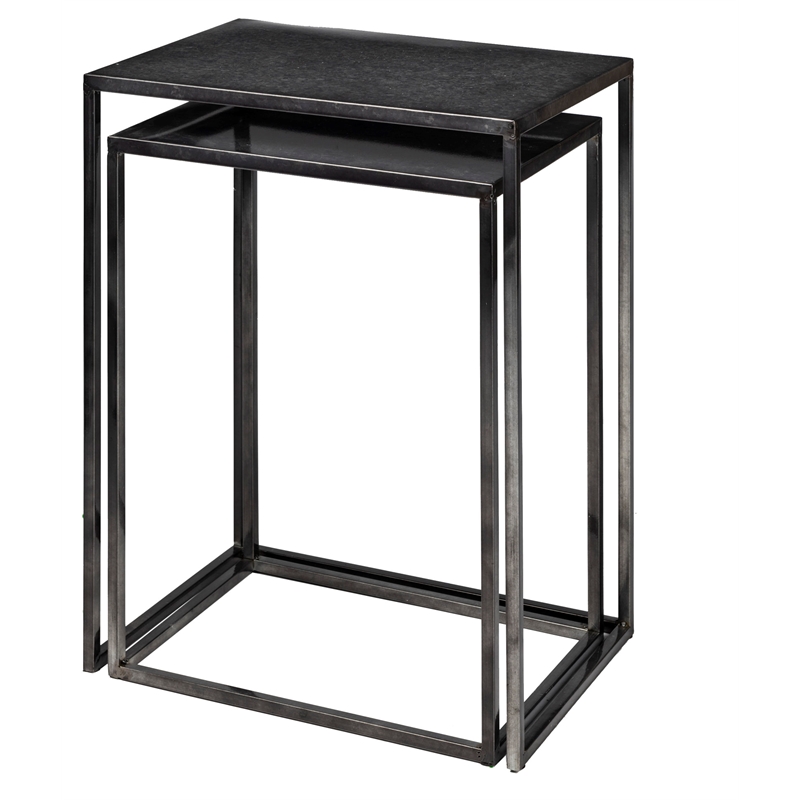 Maklaine (Set of 2) 17.7L x 12.6W x 24.4H Galvanized Gray Metal Accent Tables