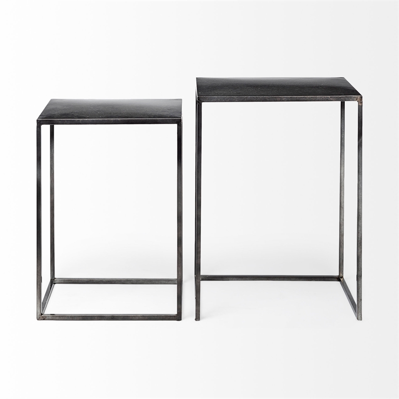 Maklaine (Set of 2) 17.7L x 12.6W x 24.4H Galvanized Gray Metal Accent Tables