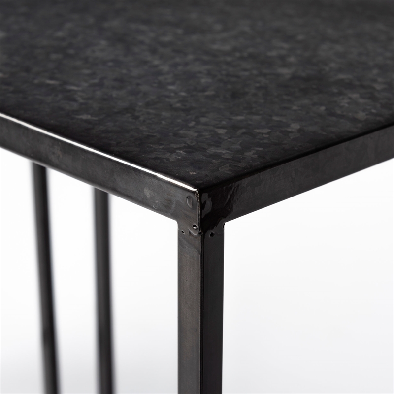 Maklaine (Set of 2) 17.7L x 12.6W x 24.4H Galvanized Gray Metal Accent Tables