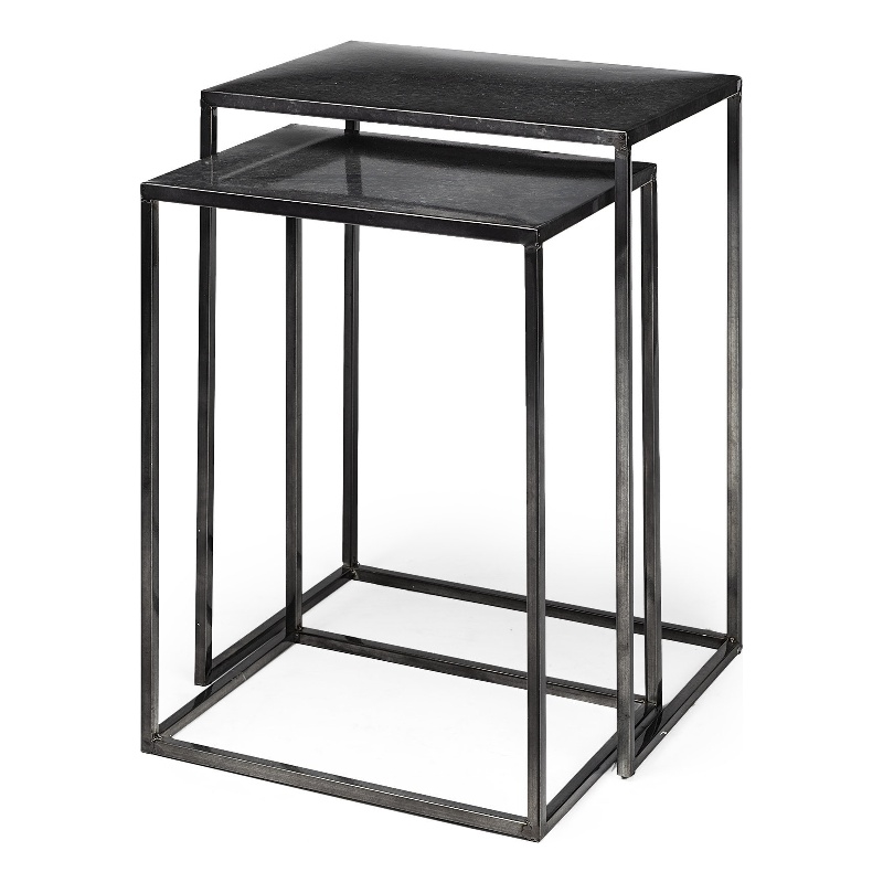 Maklaine (Set of 2) 17.7L x 12.6W x 24.4H Galvanized Gray Metal Accent Tables