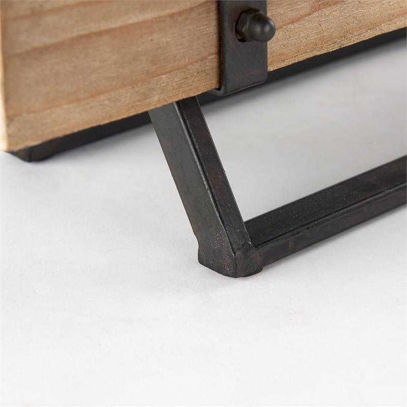 Maklaine Wood And Black Metal Five Cup Candle Holder in Gold