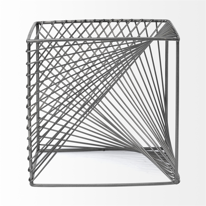 Maklaine 8L X 8W Gray Finish Metal Decorative Cube in Gunmetal