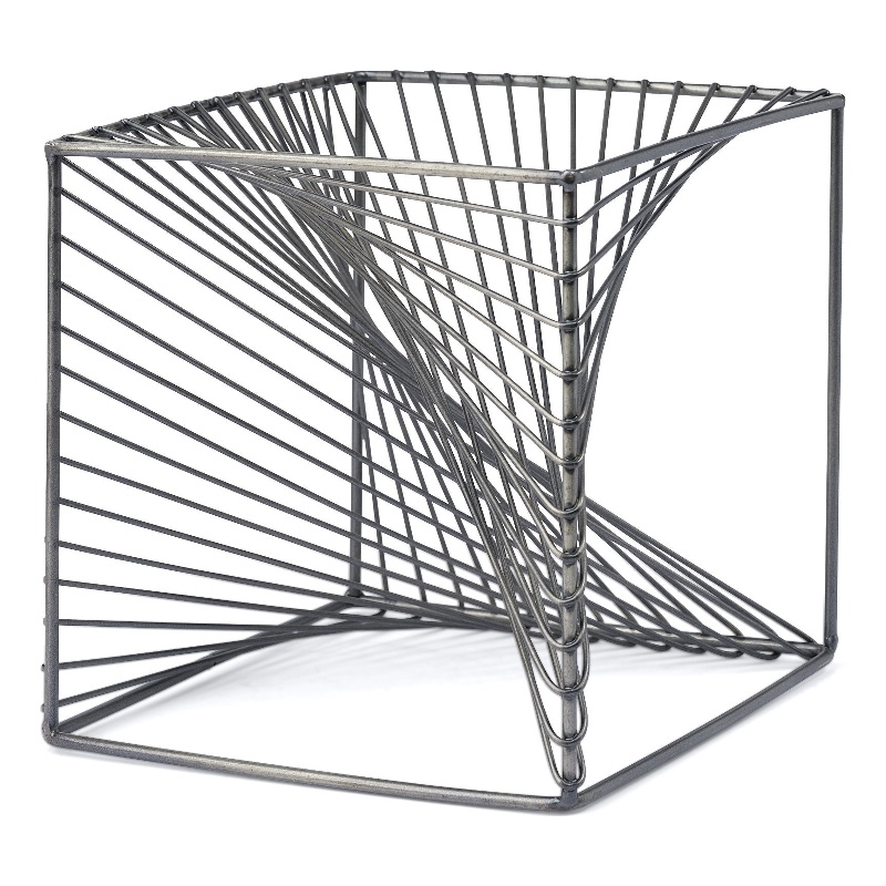 Maklaine 8L X 8W Gray Finish Metal Decorative Cube in Gunmetal