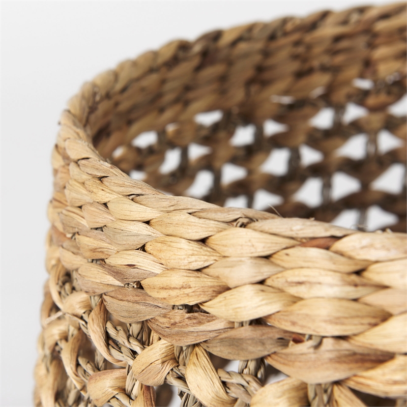 Maklaine Modern Medium Brown Seagrass Round Basket- Set of 3