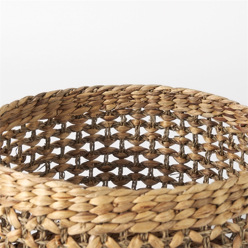Maklaine Modern Medium Brown Seagrass Round Basket- Set of 3