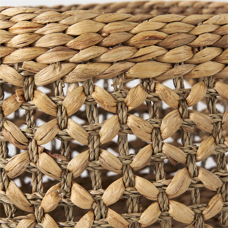 Maklaine Modern Medium Brown Seagrass Round Basket- Set of 3