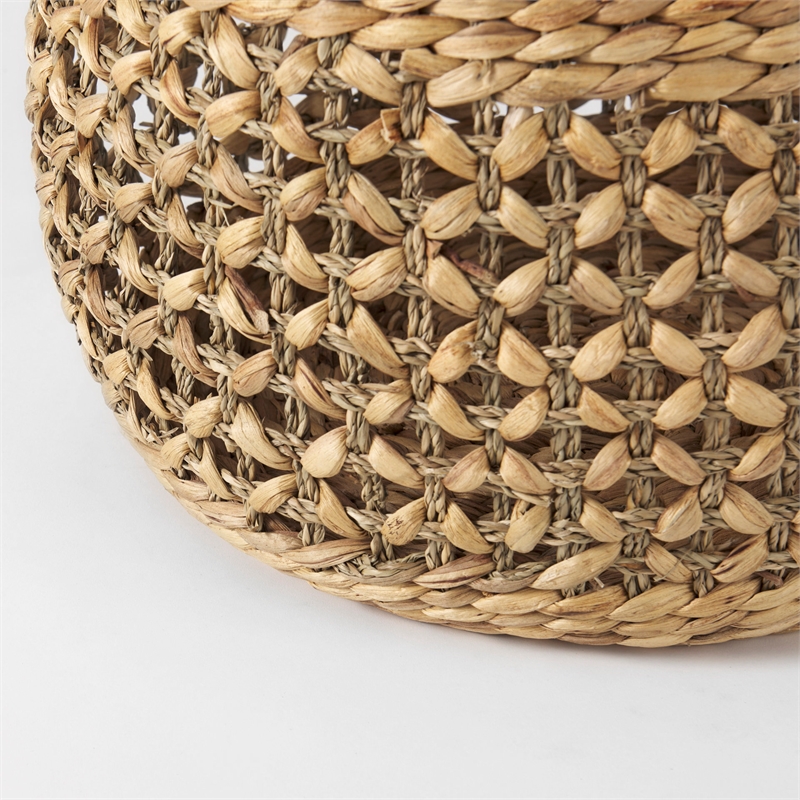 Maklaine Modern Medium Brown Seagrass Round Basket- Set of 3