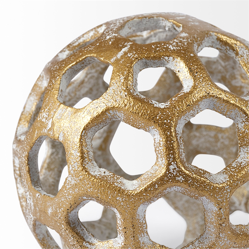 Maklaine Modern Small 3L X 3W Gold Metal Hollow Decorative Orb