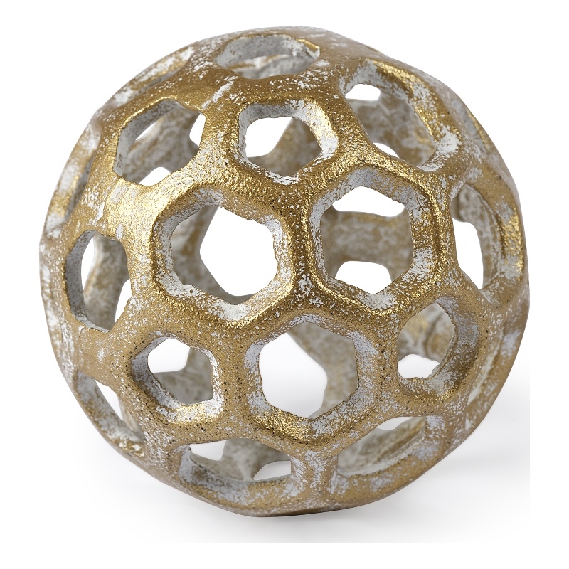 Maklaine Modern Small 3L X 3W Gold Metal Hollow Decorative Orb