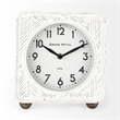 Maklaine 8.0L X 2.8W X 8.8H Rustic White Iron Rounded Square Table Clock