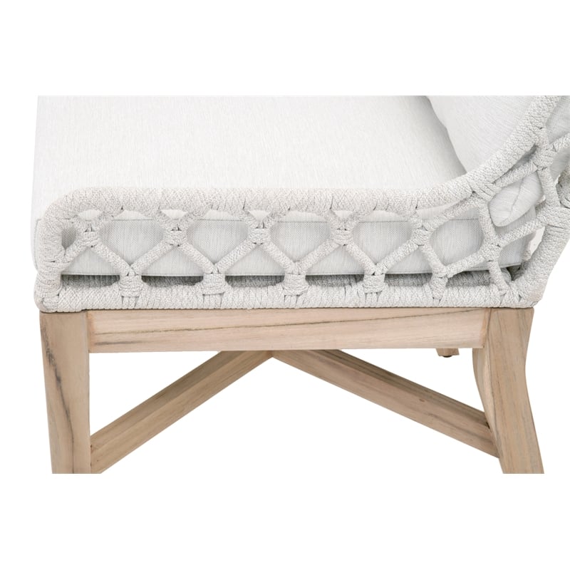 Maklaine Transitional Fabric Outdoor Wing Chair in Off White