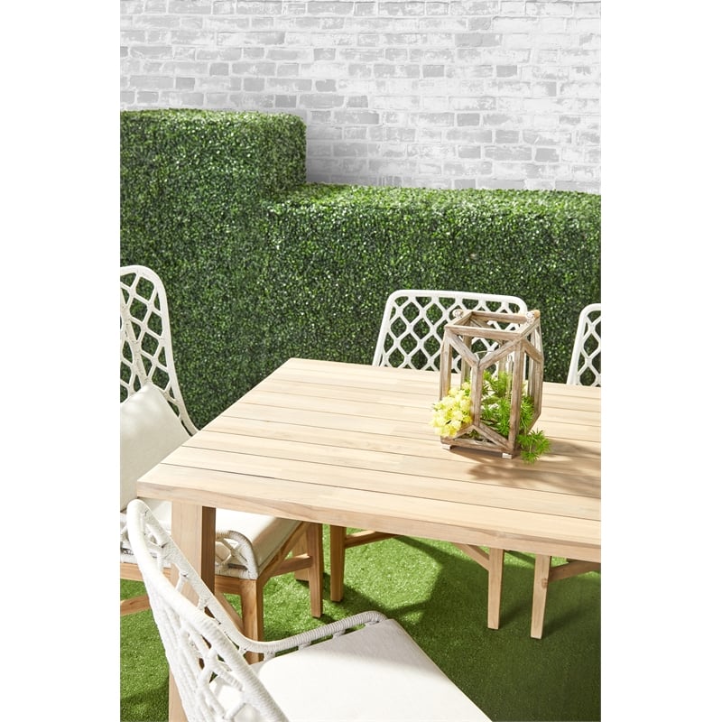 Maklaine Transitional Fabric Outdoor Wing Chair in Off White