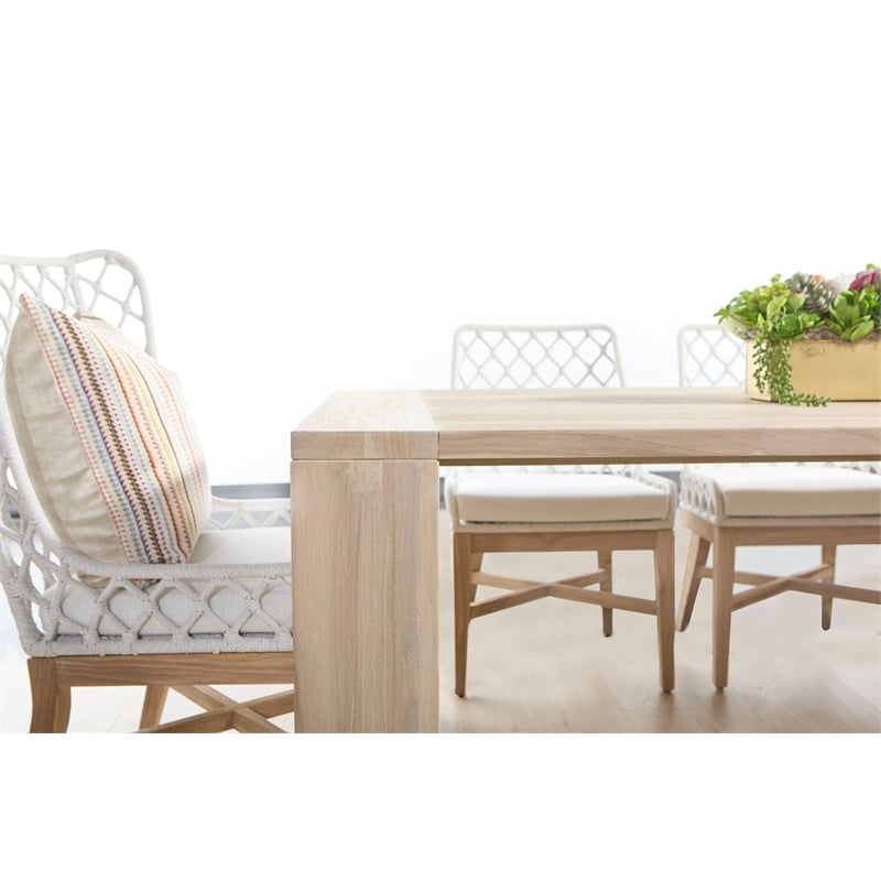 Maklaine Transitional Fabric Outdoor Wing Chair in Off White